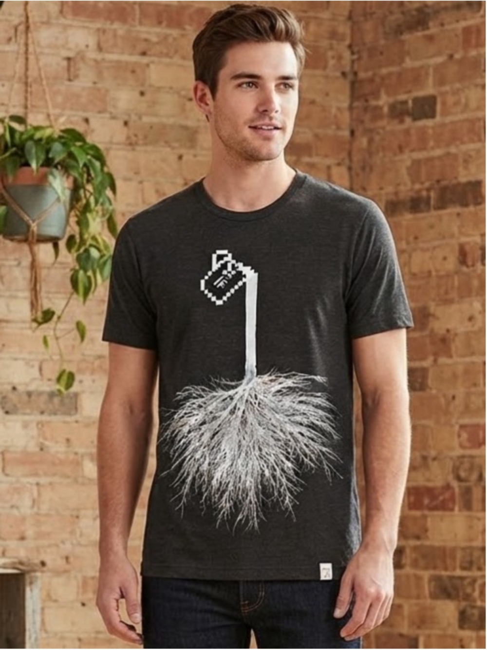 The Imaginary Foundation Graphic T-Shirt Charcoal Pixel Art Roots Tee Sz Medium